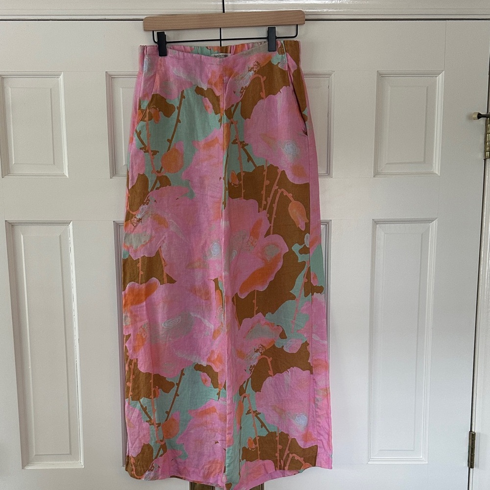 Luna Linen Wide-leg Pants - Aquarela